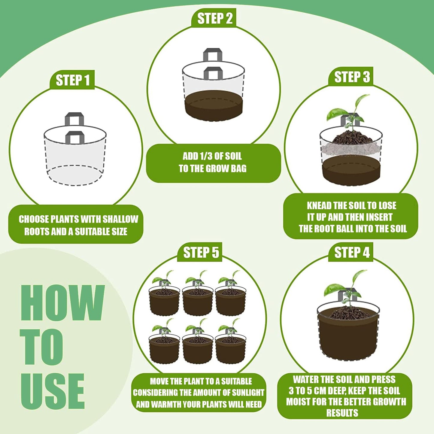 Geo-Grow™ -Geofabric Grow Bags for Planting - 5pcs Combo |🔥Free 100 Vegetable Seeds Mix Variety🔥